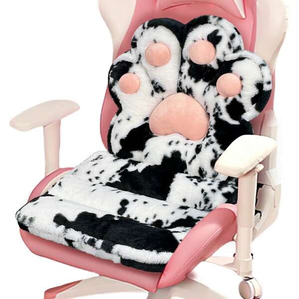 L-Shape Faux Rabbit Fur Chair Cushion, Gaming Seat Pad, Comfortable Plush Cushion For Office Chair & Room Decor, Adult Gaming Accessory