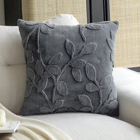 1pc Plush Embossed Pillowcase (Pillow Core Not Included) Simple Style Square Pillow Cover Suitable For All Seasons In Living Room And Bedroom