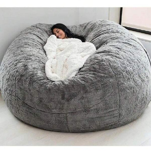 1pc American Minimalist Fabric Velvet Bean Bag Chair Cover (No Filling Included, Cover Only) Foldable Lightweight Sofa For Living Room, Small Space Cream Style Sofa Combination Furniture