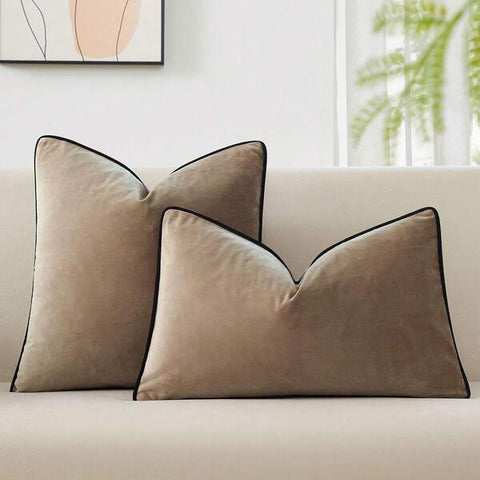 1pc Plush Decorative Pillow Case With Piping And Invisible Zipper, Suitable For Home Sofa Living Room Decor