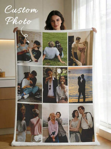 1pc Custom Photo, Personalized Flannel Blanket For Family, Birthday Gift For Boyfriend, Girlfriend, Sofa, Bed, Car, Office, Lightweight, Soft, Comfortable, Unique, Ideal Gifts For Him, Fall Decor, Mother's Day Gift, Home Sanctuary, Father's Day Gift