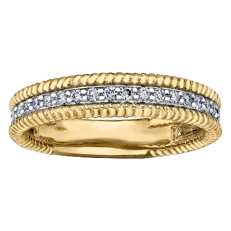 Women's Diamond Rings with Sapphire Accents in Blue for a Colorful and Sophisticated TouchCanadian Diamond Half-Eternity Band in Two-Tone Gold