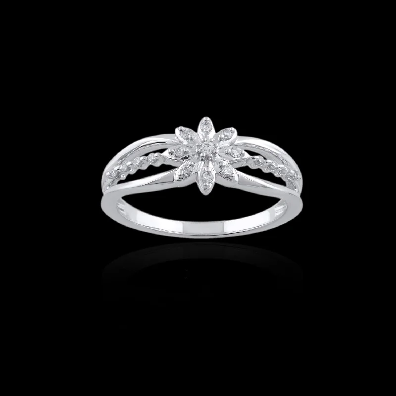 Cathedral - Style Women's Diamond Rings with a Raised Center Setting and Elaborate Metalwork18K WG Diamond Cluster Ring-1pc