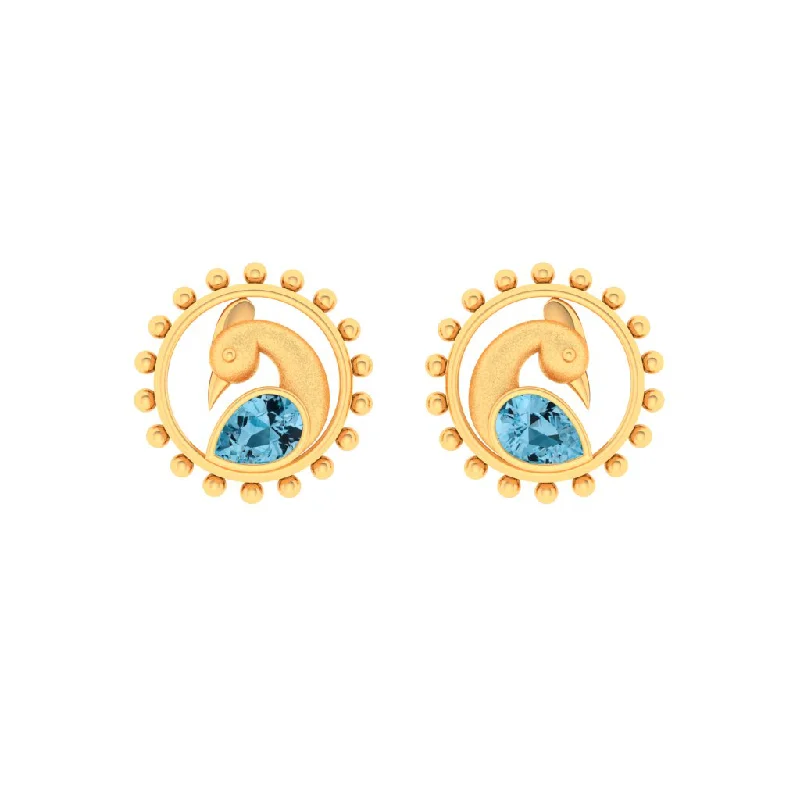 Signature - Design Women's Diamond Rings with a Brand - Specific Pattern and High - Quality Diamonds14k Cute Peacock Shaped Gold Stud Earrings With Blue Stone