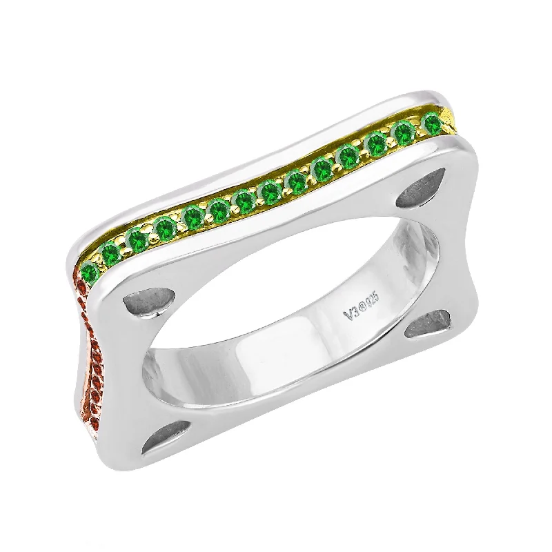 Pear - Shaped Women's Diamond Rings in Yellow Gold with a Single - Diamond Pendant LookSterling Silver Green Diamond, Red Diamond & Yellow Diamond Band Ring