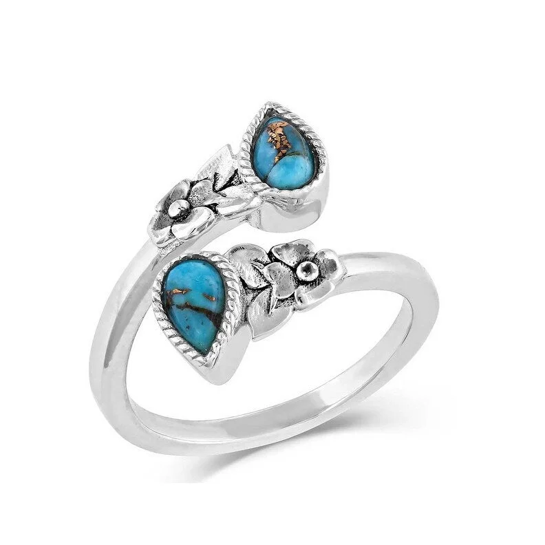 Chunky Fashion Rings in Copper with Geometric Patterns for a Bold AccessoryMontana Silversmiths Ring Women Floral Ancestors Turquoise Wrap RG5193 - Silver