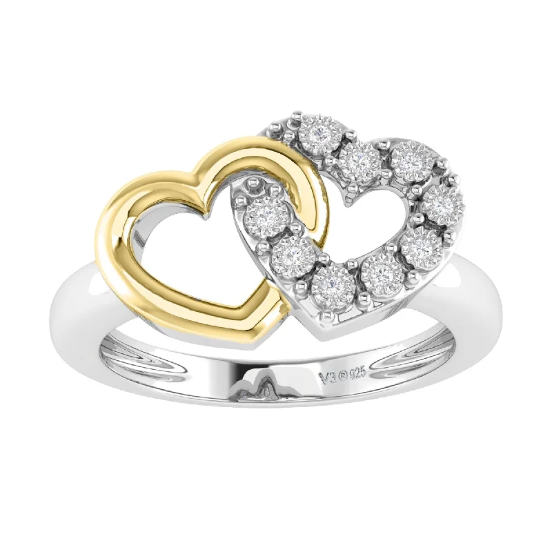 Three - Stone Women's Diamond Rings Symbolizing Past, Present, and Future with Emerald - Cut DiamondsTwo Tone with Natural White Diamond Heart Ring