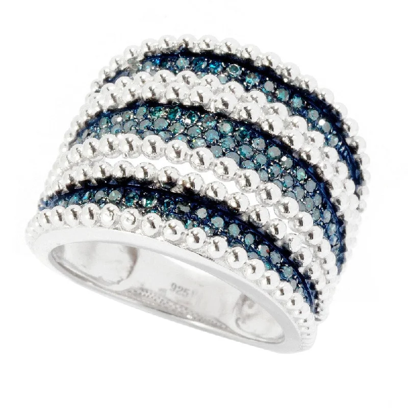 Marquise - Cut Women's Diamond Rings in Palladium for a Unique and Elongated ShapeSterling Silver 3/4ct TDW Blue Diamond Multi-row Ring