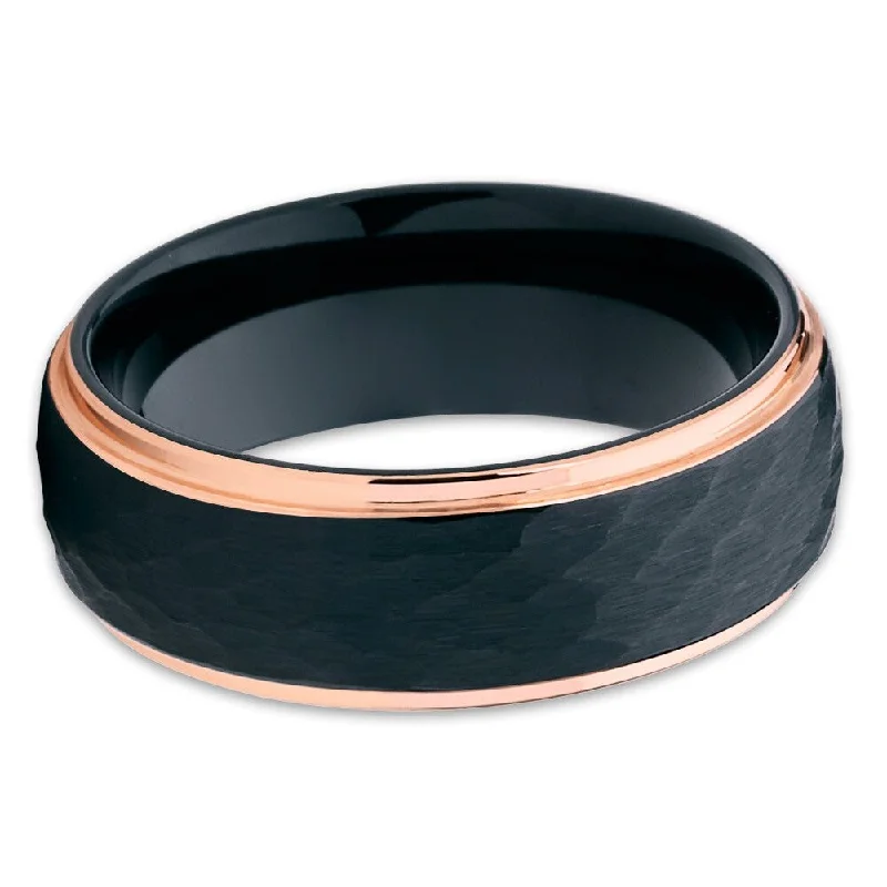 Pearl - Adorned Fashion Rings in Gold - Tone Alloy for a Sophisticated Look8Mm Black Tungsten Carbide Ring Rose Gold Wedding Band Comfort Fit Size 6.513