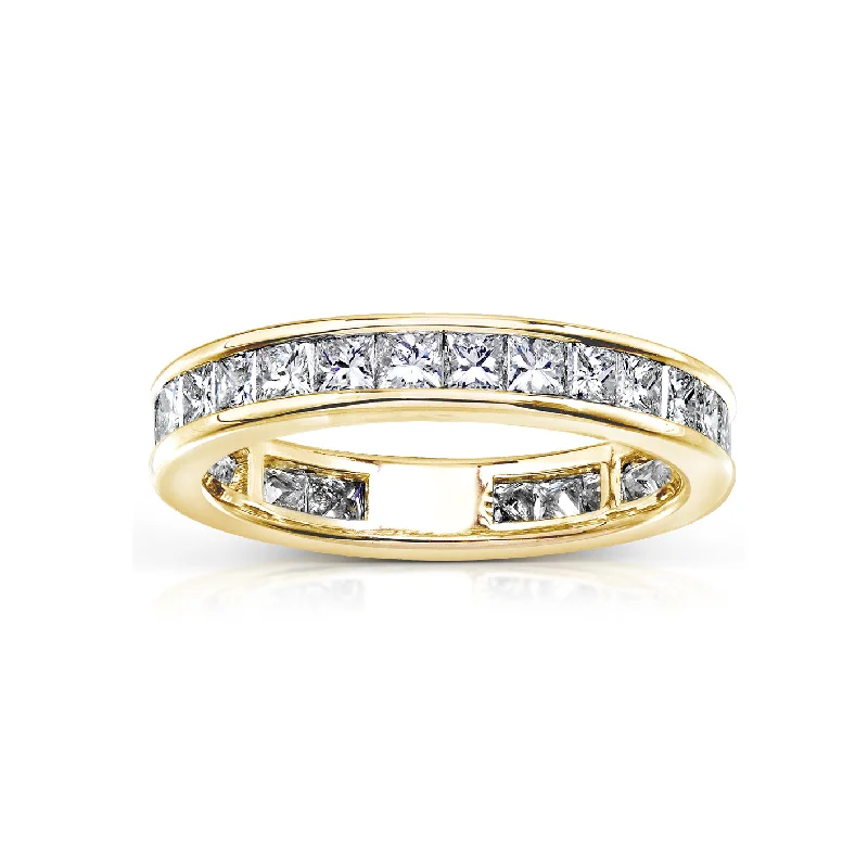 Statement - Making Fashion Rings in Gold - Plated Brass with Oversized Cubic Zirconia Stones2ct.tw Princess Diamond Channel Eternity