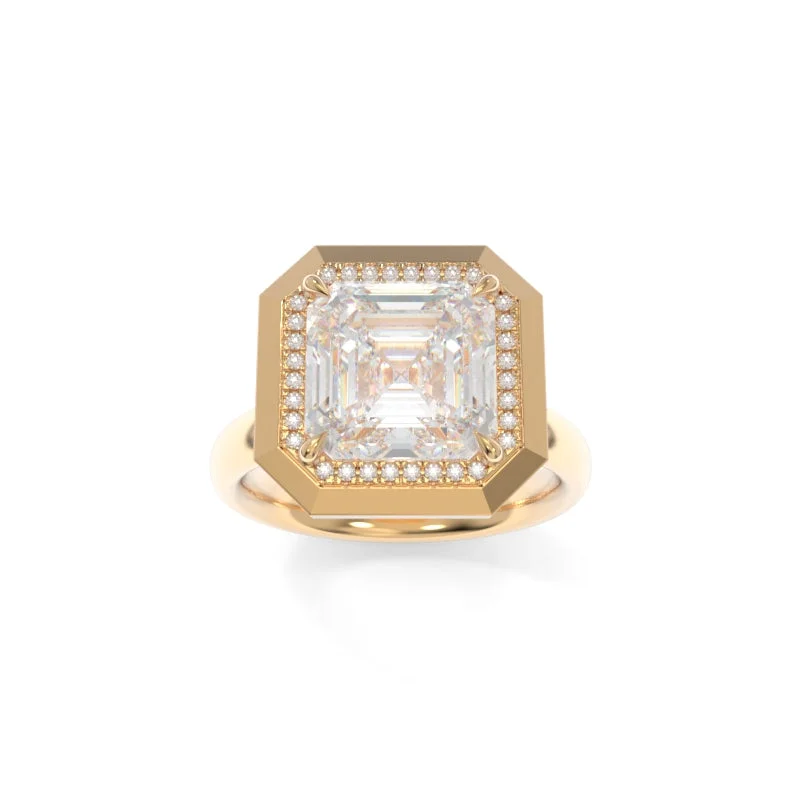 Men's Topaz Engagement Rings in 10K Gold with a Channel - Set Diamond BandBetty Diamond Ring Asscher