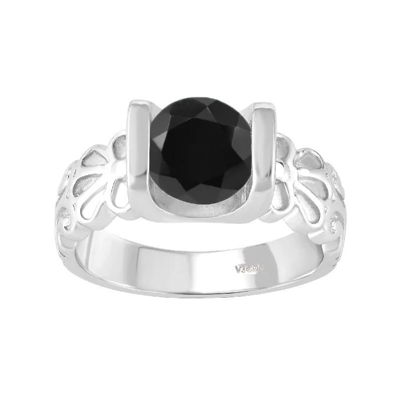 Women's Diamond Rings with Opal Inlays and Diamond Accents for a Mysterious and Iridescent LookSterling Silver with 2.30 CTTW Natural Black Diamond Solitaire Ring