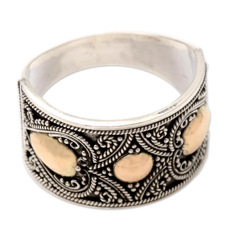 Chunky Fashion Rings in Copper with Geometric Patterns for a Bold AccessoryNovica Handmade Golden Islands Gold-Accented Sterling Silver Band Ring