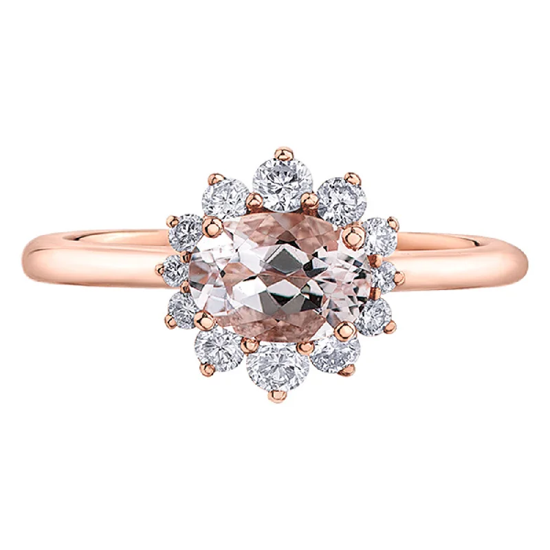 Princess - Cut Women's Diamond Rings in White Gold with a High - Clarity Diamond for a Modern LookEast-West Morganite and Diamond Floral Ring