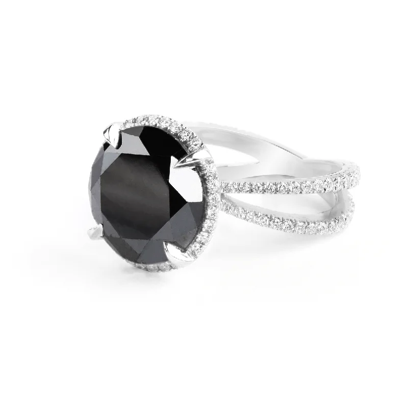 Men's Black Onyx Engagement Rings Set in Titanium for a Modern and Bold LookEsther- Black Diamond Ring