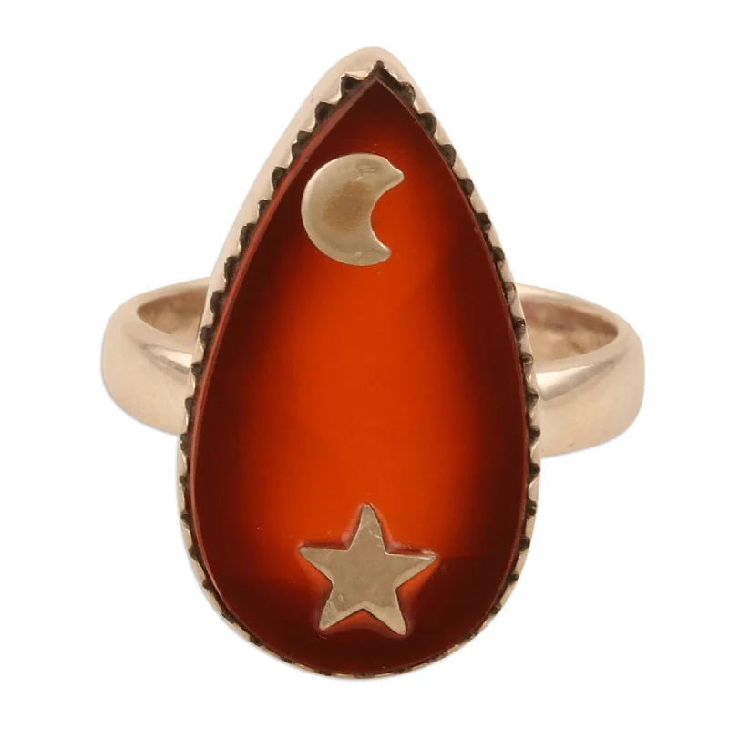 Pearl - Adorned Fashion Rings in Gold - Tone Alloy for a Sophisticated LookNovica Handmade Confident Universe Carnelian Cocktail Ring