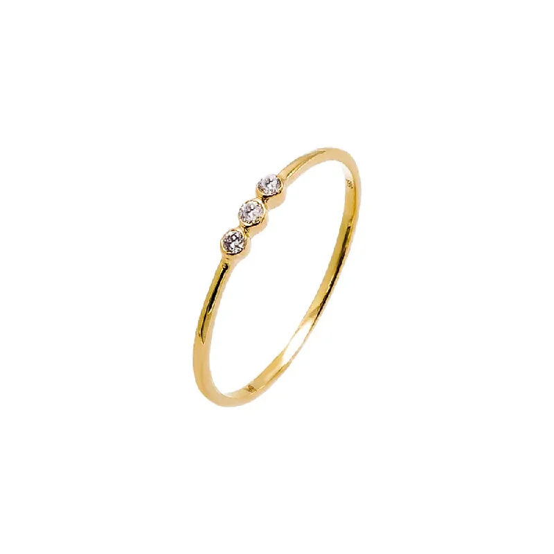 Signature - Design Women's Diamond Rings with a Brand - Specific Pattern and High - Quality DiamondsDiamond Triple Bezel Dainty Ring 14K