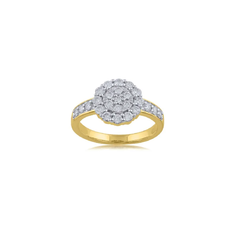 Cathedral - Style Women's Diamond Rings with a Raised Center Setting and Elaborate Metalwork18K YG Ghera Diamond Ring-1pc