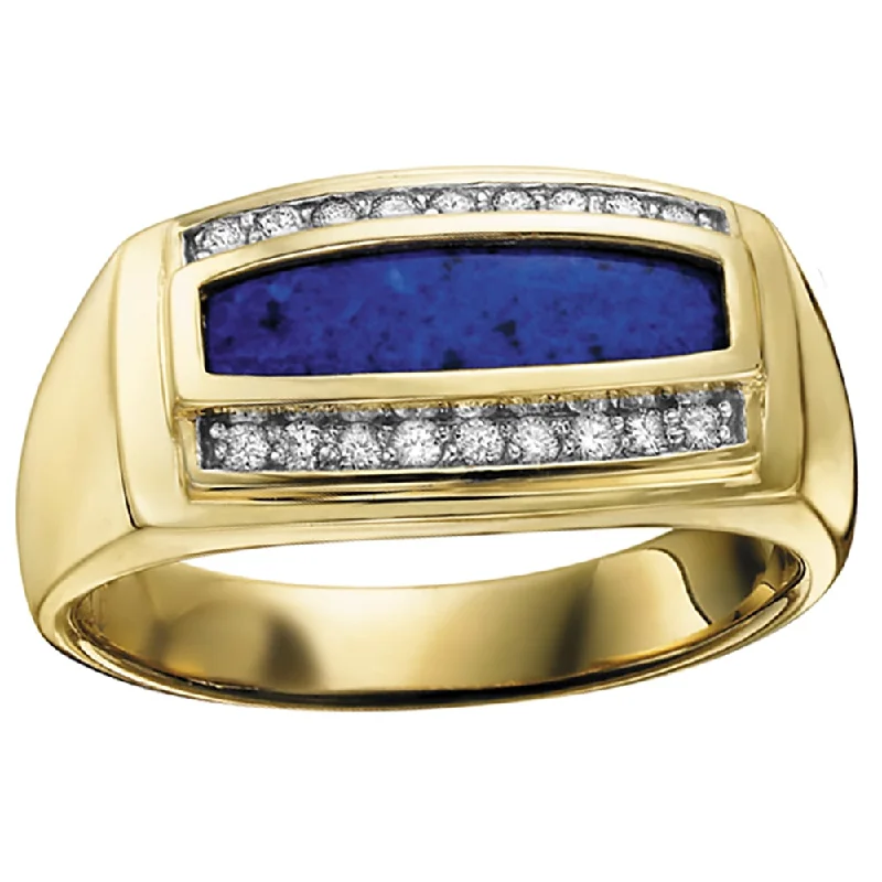 Channel - Set Women's Diamond Rings with Diamonds Securely Held in a Metal Groove for DurabilityMen's Lapis and Diamond Ring