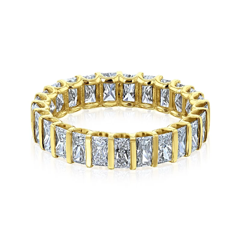 Statement - Making Fashion Rings in Gold - Plated Brass with Oversized Cubic Zirconia StonesBoundless Baguillion™ Channel Band - Size 6.5, Yellow Gold