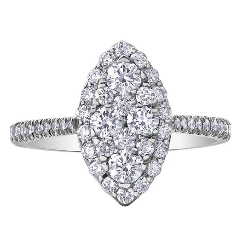 Women's Diamond Rings with Side - Stone Pave Setting for a Sparkling and Continuous ShineMarquise Cluster Diamond Engagement Ring