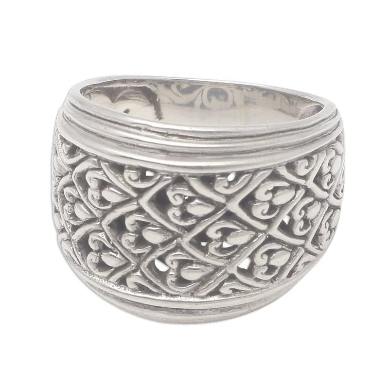 Enamel - Coated Fashion Rings in Bright Colors with Animal - Print PatternsNovica Handmade Intricate Pattern Sterling Silver Band Ring