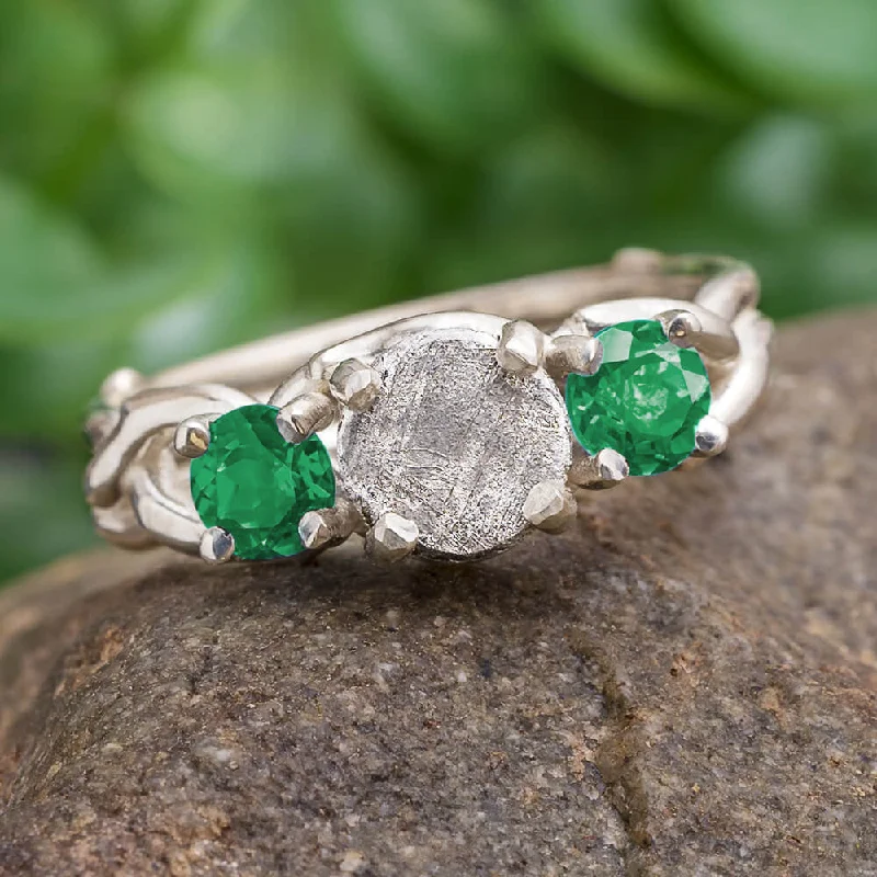 Men's Alexandrite Engagement Rings in Platinum with a Hidden Halo of DiamondsMeteorite And Emerald Engagement Ring