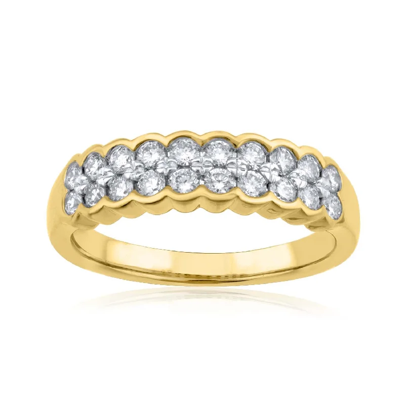 Tennis - Style Women's Diamond Rings with a Continuous Row of Diamonds for a Classic and Versatile Look18K YG Band Diamond Ring-1PC