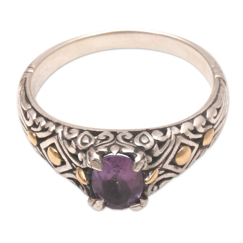 Statement - Making Fashion Rings in Gold - Plated Brass with Oversized Cubic Zirconia StonesNovica Handmade Curious Invention Gold-Accented Amethyst Single Stone Ring