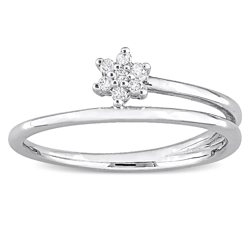 Women's Diamond Rings with Side - Stone Pave Setting for a Sparkling and Continuous ShineMiadora Diamond Accent Floral Wrap Promise Ring in Sterling Silver