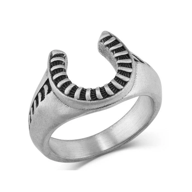 Geometric - Shaped Fashion Rings in Titanium with Iridescent InlaysMontana Silversmiths Ring Mens Striking Horseshoe Silver RG5541