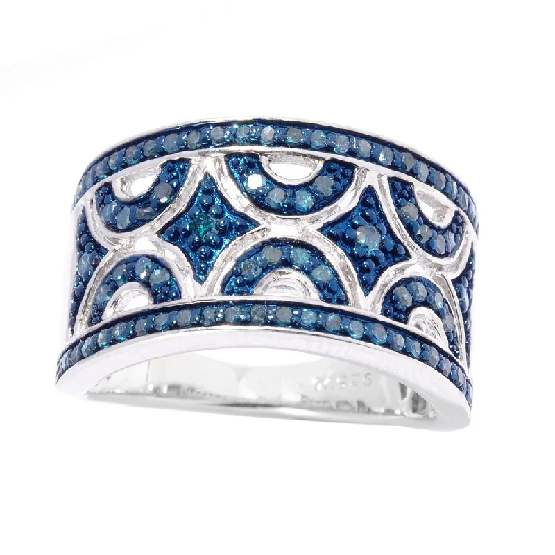 Marquise - Cut Women's Diamond Rings in Palladium for a Unique and Elongated ShapeSterling Silver 1/2ct TDW Blue Diamond Art Deco Ring