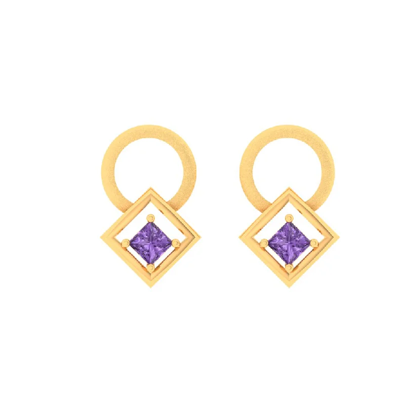 Vintage - Style Women's Diamond Rings with Floral - Engraved Bands and Multiple Diamond Accents14k Gold Earrings With A Circle And Square Engraved With Violet Stone