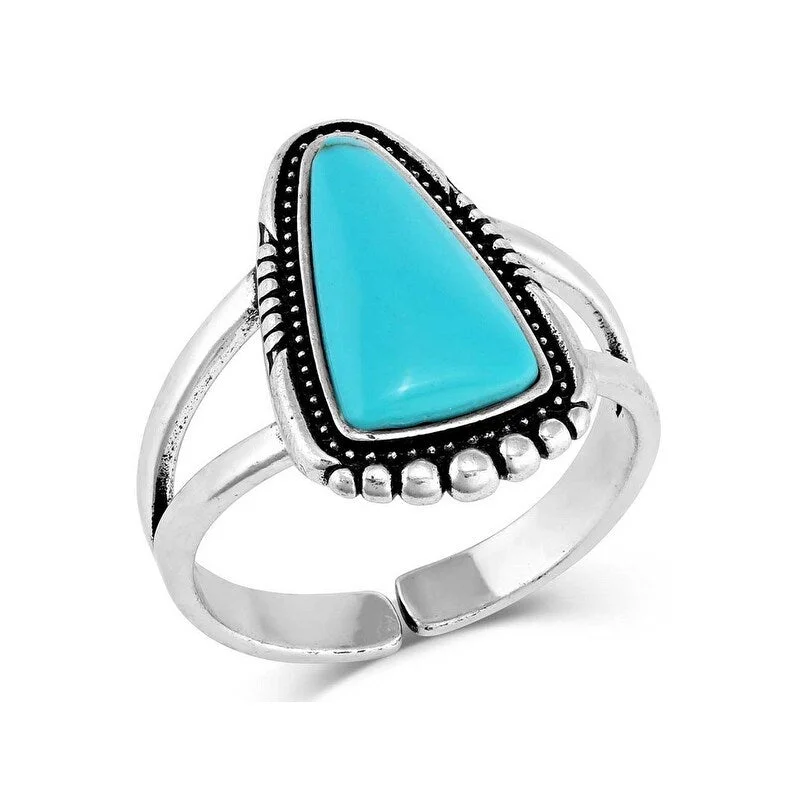 Geometric - Shaped Fashion Rings in Titanium with Iridescent InlaysMontana Silversmiths Ring Womens Ways Of The West Turquoise RG5485 - Silver