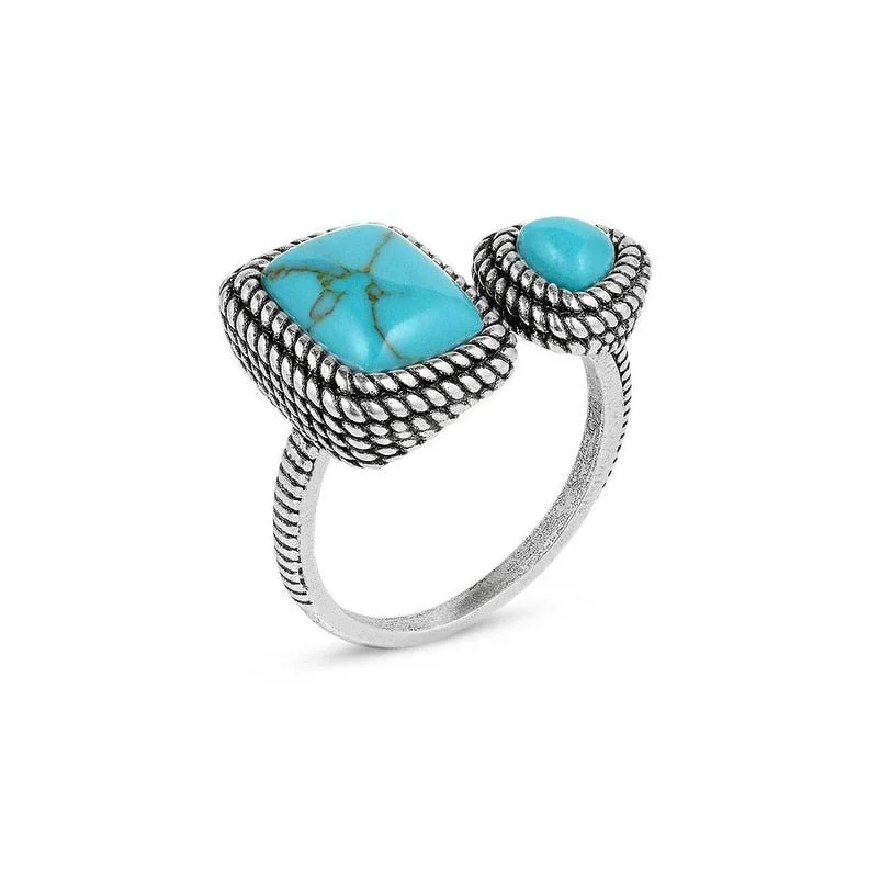 Beaded Fashion Rings in Natural Stones and Cotton Cord for a Handmade AestheticMontana Silversmiths Ring Womens Split Decision Turquoise Open RG5776 - Silver