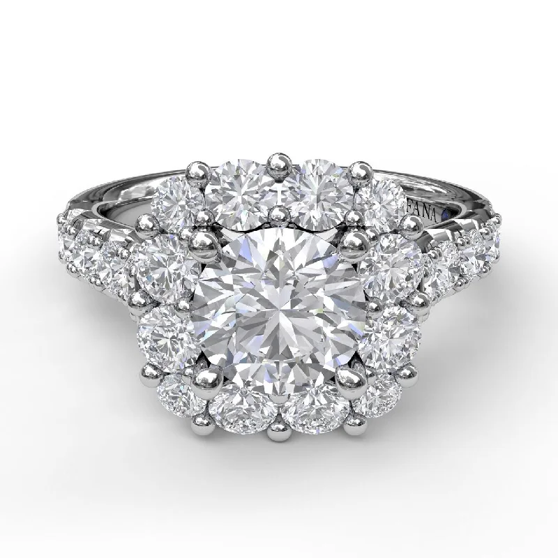 Marquise - Cut Women's Diamond Rings in Palladium for a Unique and Elongated ShapeFana 14K White Gold 1.25ctw Cushion Halo Style Diamond Semi-Mount Engagement Ring