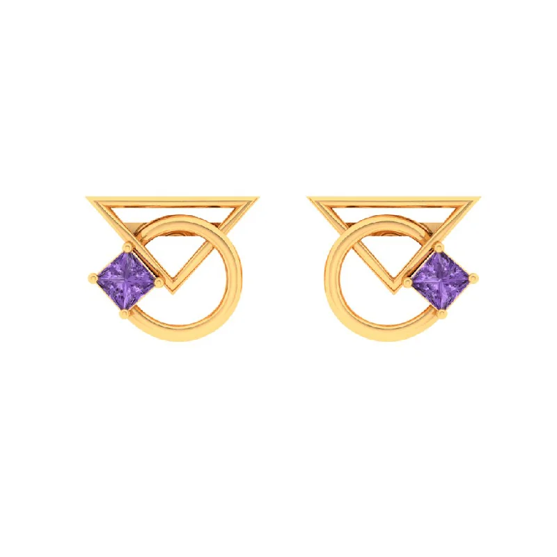 Women's Diamond Rings with Sapphire Accents in Blue for a Colorful and Sophisticated Touch14k Unique Geometrical Gold Earrings With Violet Stones