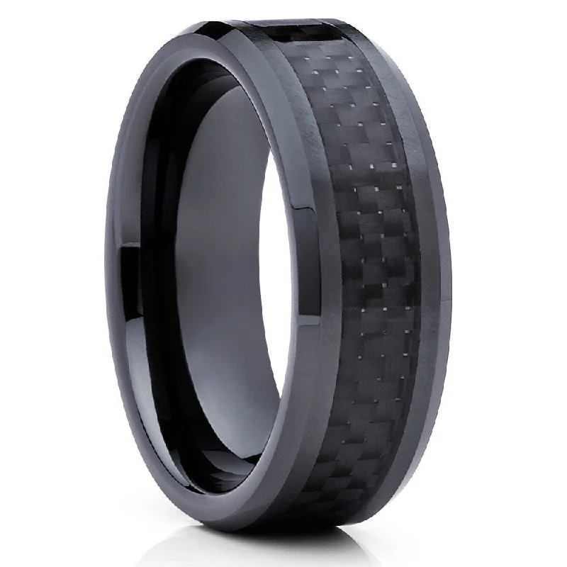 Fashion Rings with Initial Charms in Silver - Plated Metal for a Custom AccessoryCarbon Fiber Black Tungsten Wedding Ring 8Mm Comfort Fit Sizes 715