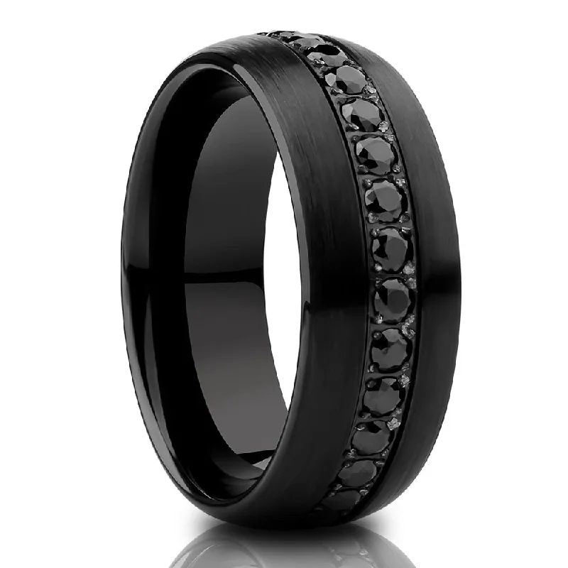 Bohemian - Style Fashion Rings with Turquoise and Silver Filigree for a Free - Spirited LookBlack Tungsten Wedding Ring 8Mm Comfort Fit Cz Carbide Mens Band Sizes 715