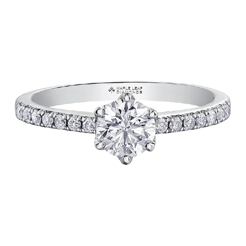 Channel - Set Women's Diamond Rings with Diamonds Securely Held in a Metal Groove for DurabilityRound Canadian Diamond Ring With Six-Claw Setting