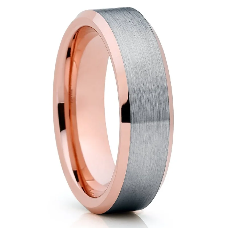 Magnetic Fashion Rings in Stainless Steel with a Modern, Interlocking DesignSilver Tungsten Wedding Ring 6Mm Rose Gold Comfort Fit Tungsten Carbide