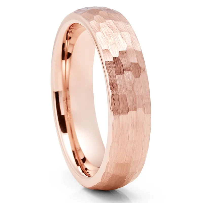 Enamel - Coated Fashion Rings in Bright Colors with Animal - Print PatternsRose Gold Tungsten Wedding Ring 6Mm Hammered Comfort Fit Cobalt Free