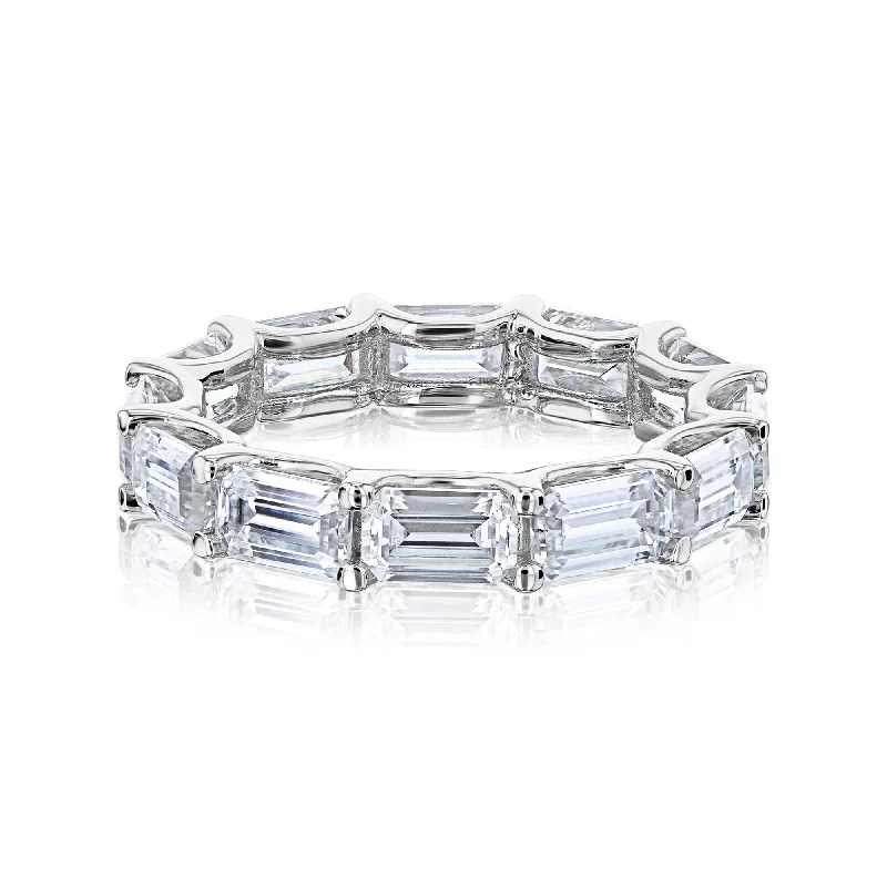 Pearl - Adorned Fashion Rings in Gold - Tone Alloy for a Sophisticated LookEast-West Moissanite Eternity Ring