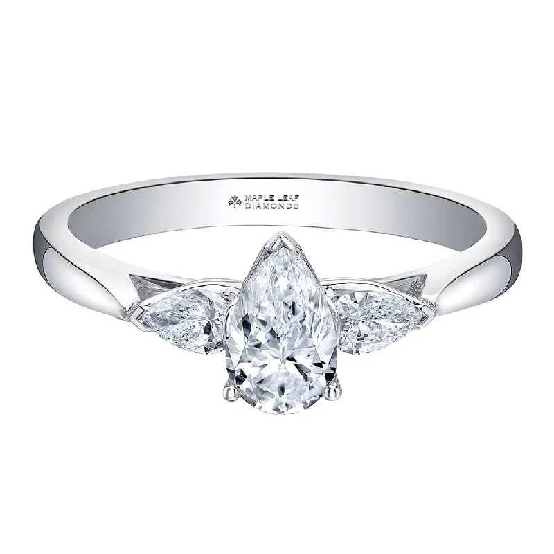 Signature - Design Women's Diamond Rings with a Brand - Specific Pattern and High - Quality DiamondsThree-Stone Pear-Shaped Canadian Diamond Ring