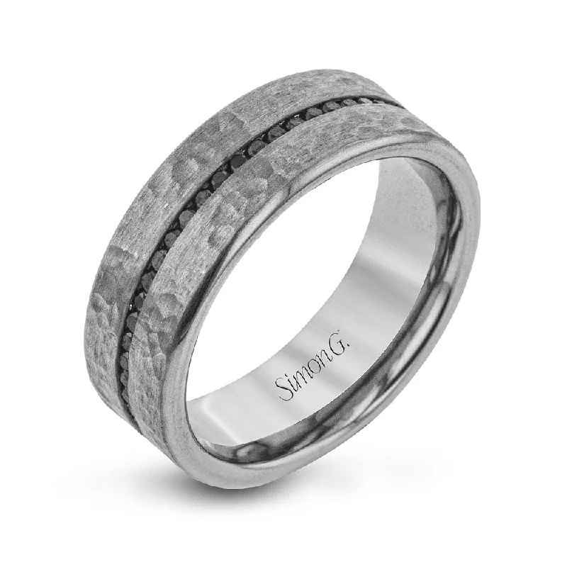 Women's Diamond Rings with Side - Stone Pave Setting for a Sparkling and Continuous ShineSimon G Grey Gold and Black Diamond Men's Eternity Ring