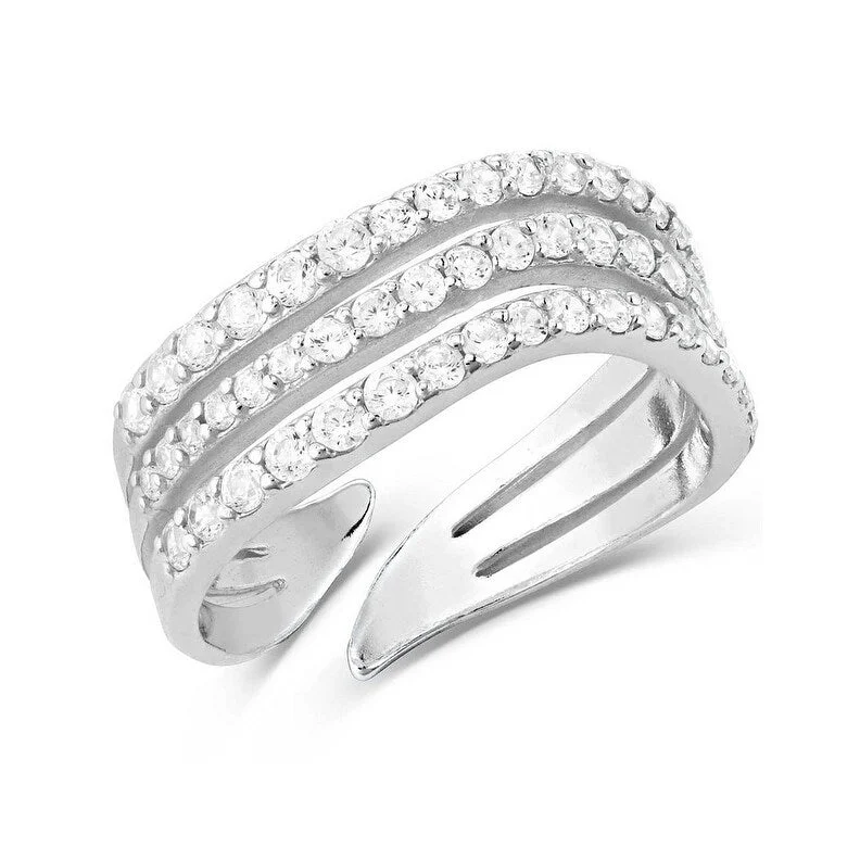 Rhinestone - Embellished Fashion Rings in Silver - Tone Metal for a Glamorous TouchMontana Silversmiths Ring Womens Calm Waters Crystal Open RG5609 - Silver