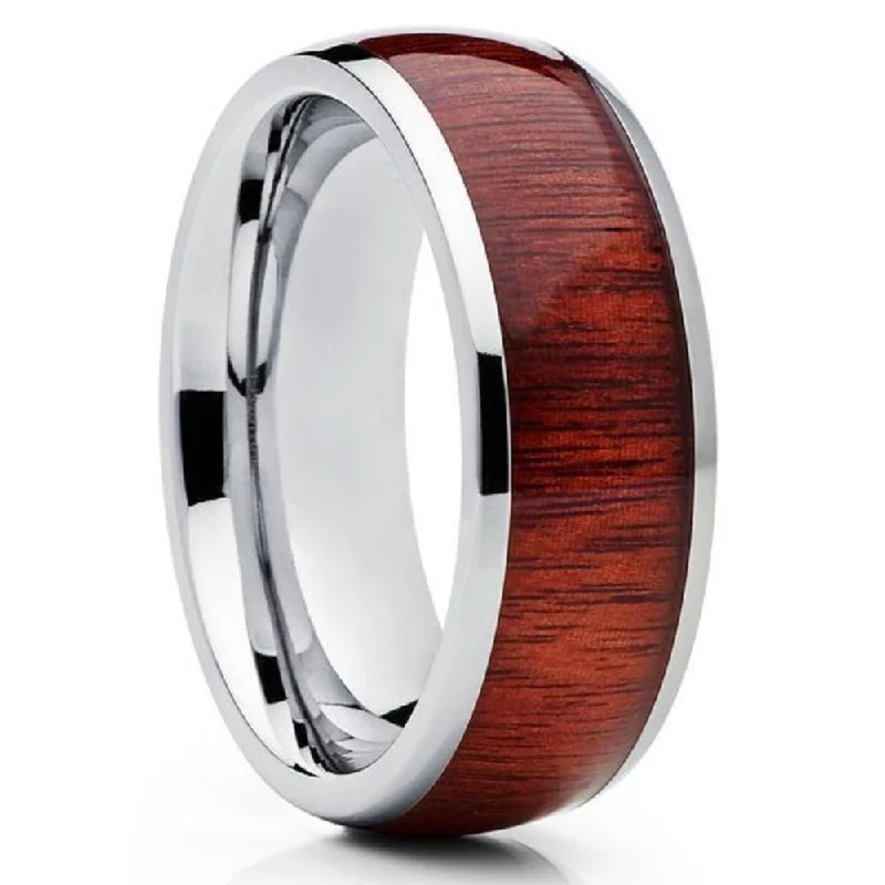 Textured Fashion Rings in Pewter with Hammered and Embossed SurfacesKoa Wood Tungsten Carbide Wedding Ring 8Mm Mens Comfort Fit - Silver