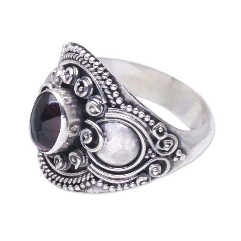 Textured Fashion Rings in Pewter with Hammered and Embossed SurfacesNovica Handmade Majestic Red Love Garnet Cocktail Ring