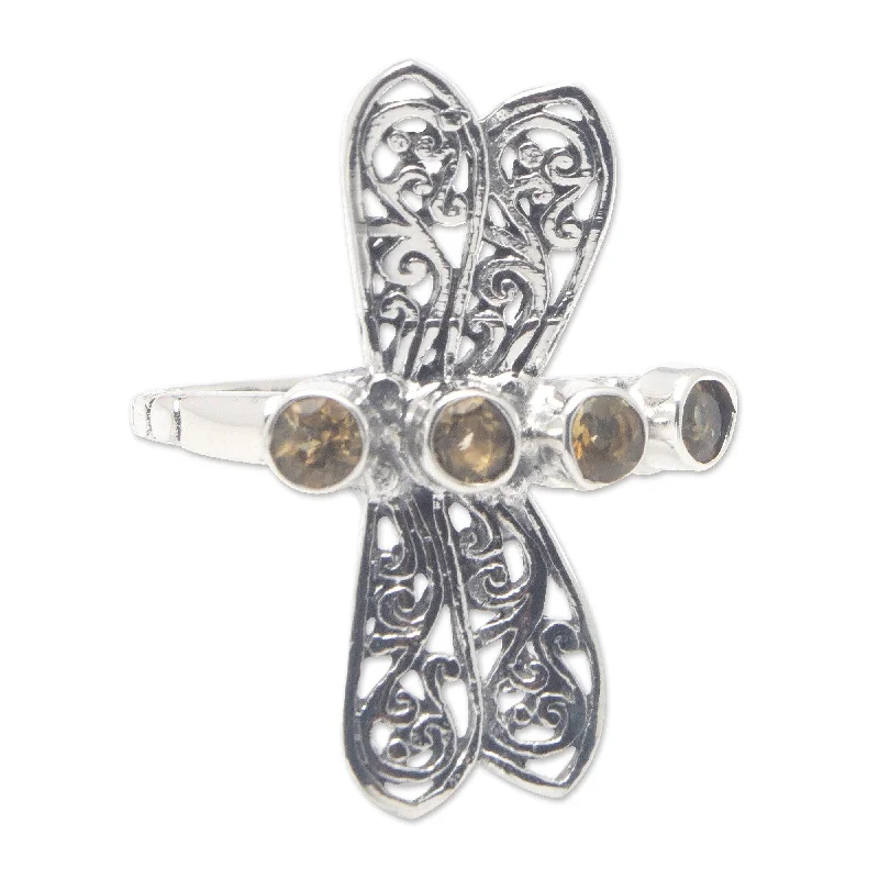 Statement - Making Fashion Rings in Gold - Plated Brass with Oversized Cubic Zirconia StonesNovica Handmade Prosperous Dragonfly Citrine Cocktail Ring