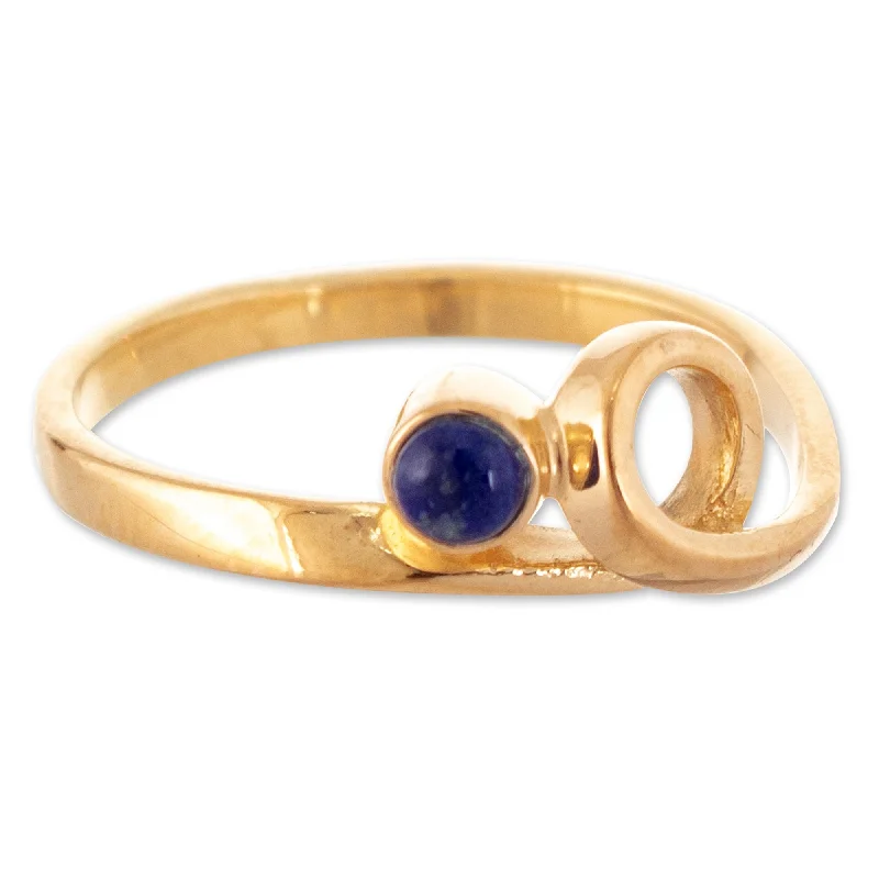 Vintage - Reproduction Fashion Rings in Bronze with Cameo - Style MedallionsNovica Handmade Universe Cycles Gold-Plated Lapis Lazuli Cocktail Ring